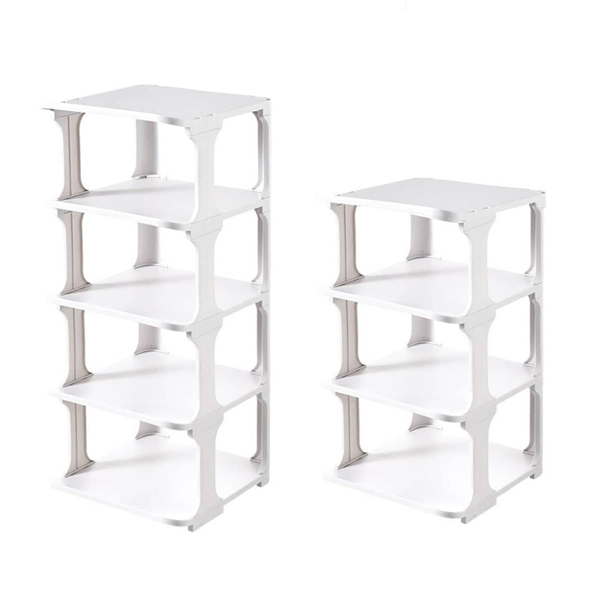 Modular Shoe Rack Organiser - White, 5 Tier - view 3