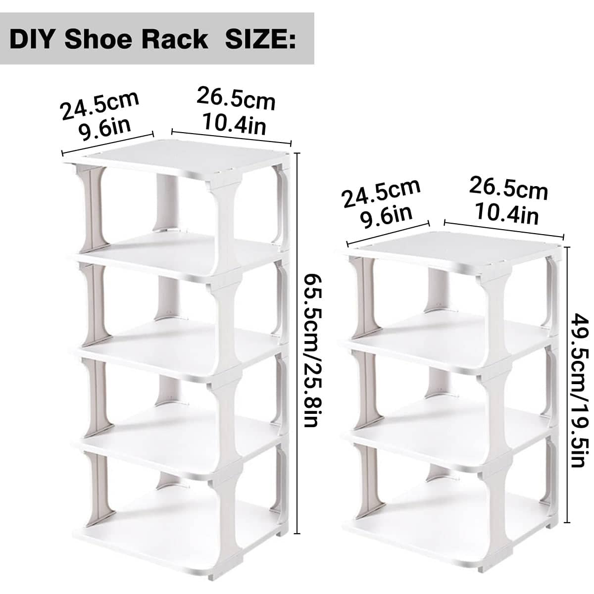 Modular Shoe Rack Organiser - White, 5 Tier - view 4