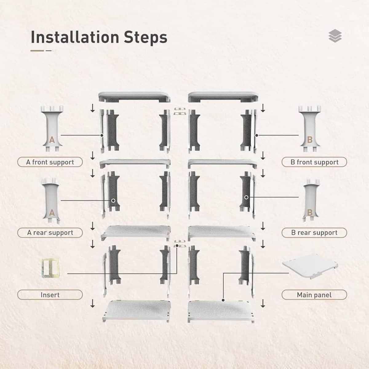 Modular Shoe Rack Organiser - White, 5 Tier - view 5