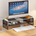 Monitor and Laptop Height Riser with Storage Shelf, Black - view 3