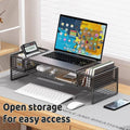 Monitor and Laptop Height Riser with Storage Shelf, Black - view 5
