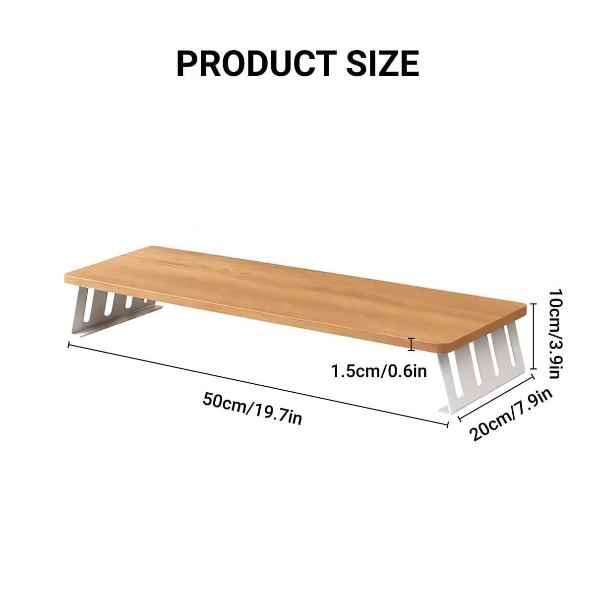 Monitor Riser Stand 50 x 20 x 10cm with Slotted Metal Legs - Black - view 4