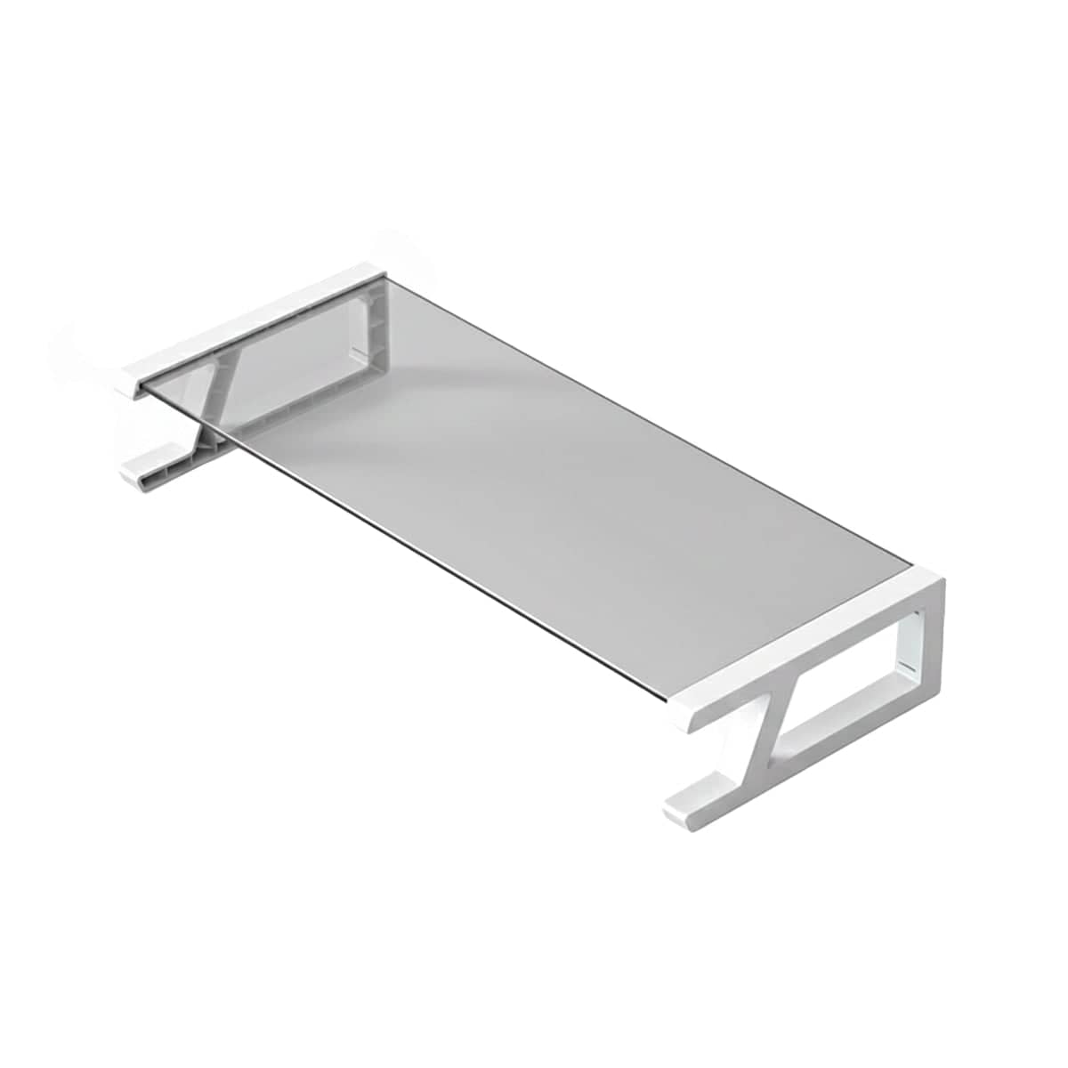 Monitor Stand Riser with Tempered Glass Top, Metal Frame, 51 x 21.5 x 8 cm - White