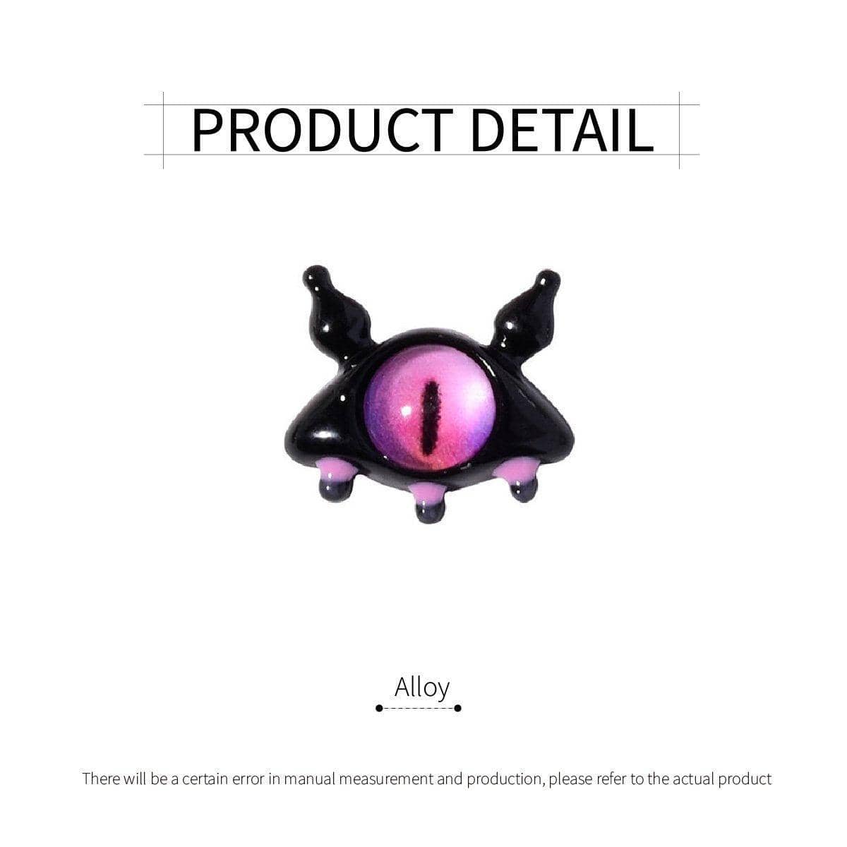 Monster Eye Open Ring for Women - Black with Pink Eye - view 3