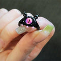 Monster Eye Open Ring for Women - Black with Pink Eye - view 4