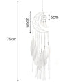 Moon Dream Catcher Wall Hanging with Feathers, Boho Nursery Bedroom Decor - view 3