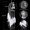 Moon Dream Catcher Wall Hanging with Feathers, Boho Nursery Bedroom Decor - view 4
