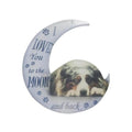 Moon Hanging Ornament for Car Rear View Mirror - Resting Speckled Grey and White Dog