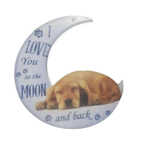 Moon Hanging Ornament for Car Rear View Mirror - Sleeping Golden Puppy