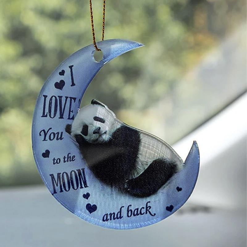 Moon Hanging Ornament for Car Rear View Mirror - Sleeping Panda - view 4