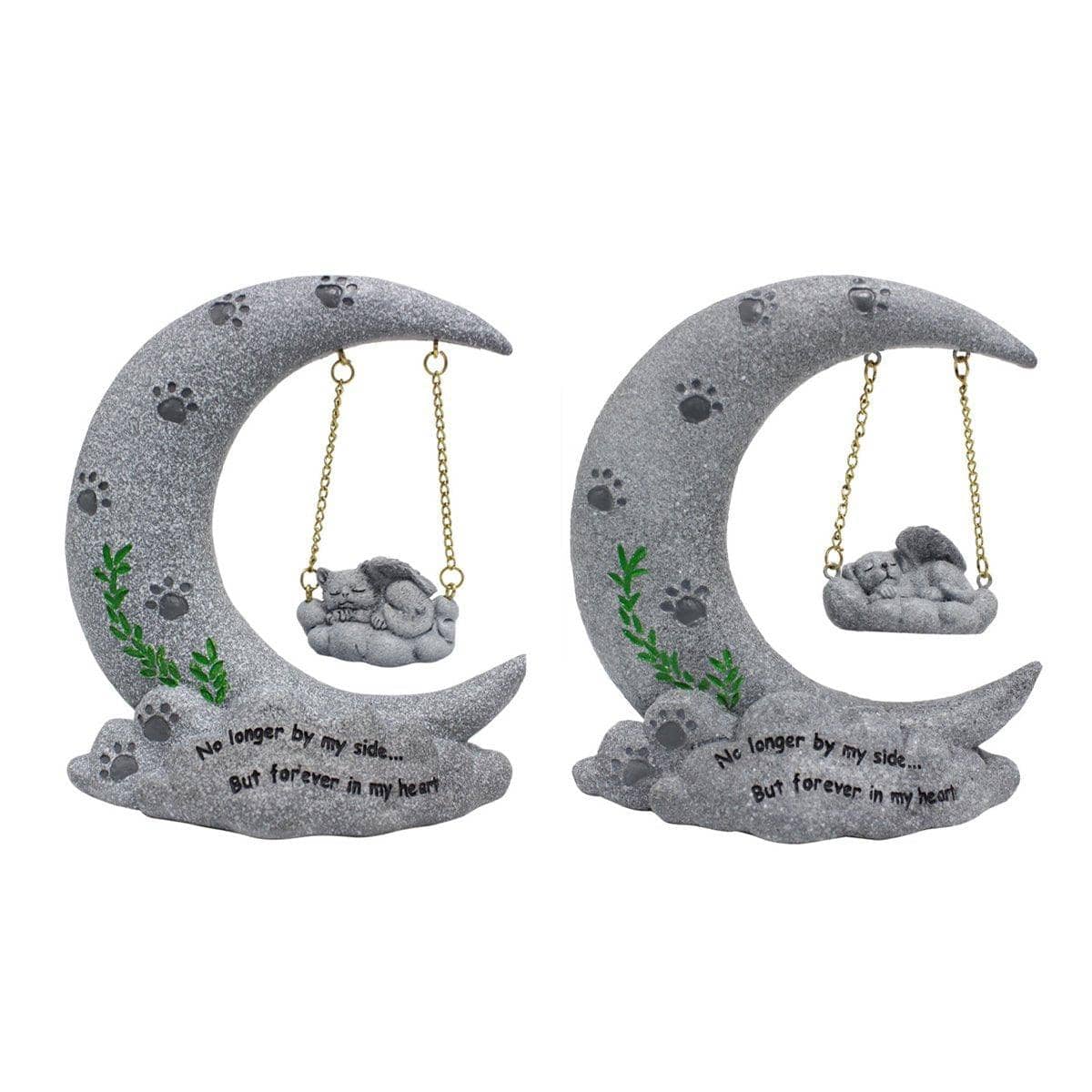Moon Resin Pet Memorial Ornament with Sleeping Cat, Garden Decoration - Cat - view 3