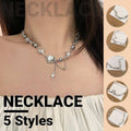 Moonstone Pendant Necklace, Silver Clavicle Chain for Women - Model C, Star Design - view 2