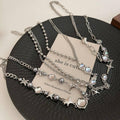 Moonstone Pendant Necklace, Silver Clavicle Chain for Women - Model C, Star Design - view 4