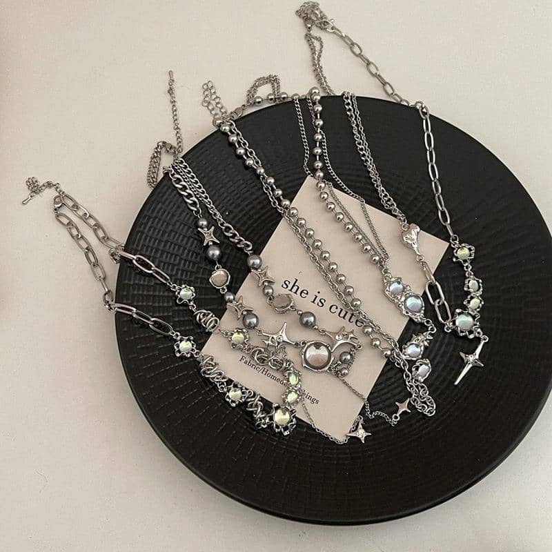 Moonstone Pendant Necklace, Silver Clavicle Chain for Women - Model C, Star Design - view 5