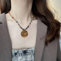 Mori Style Bead Clavicle Chain Necklace with Natural Stone and Czech Beads - view 5