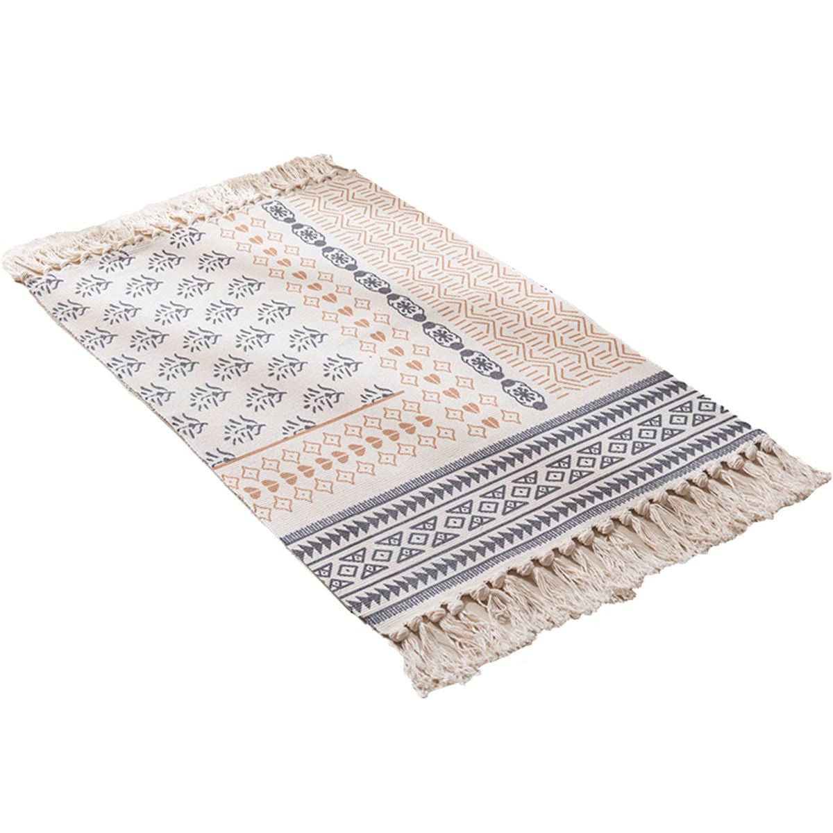 Moroccan Cotton Floor Mat - Wheat Design, 90 x 60cm