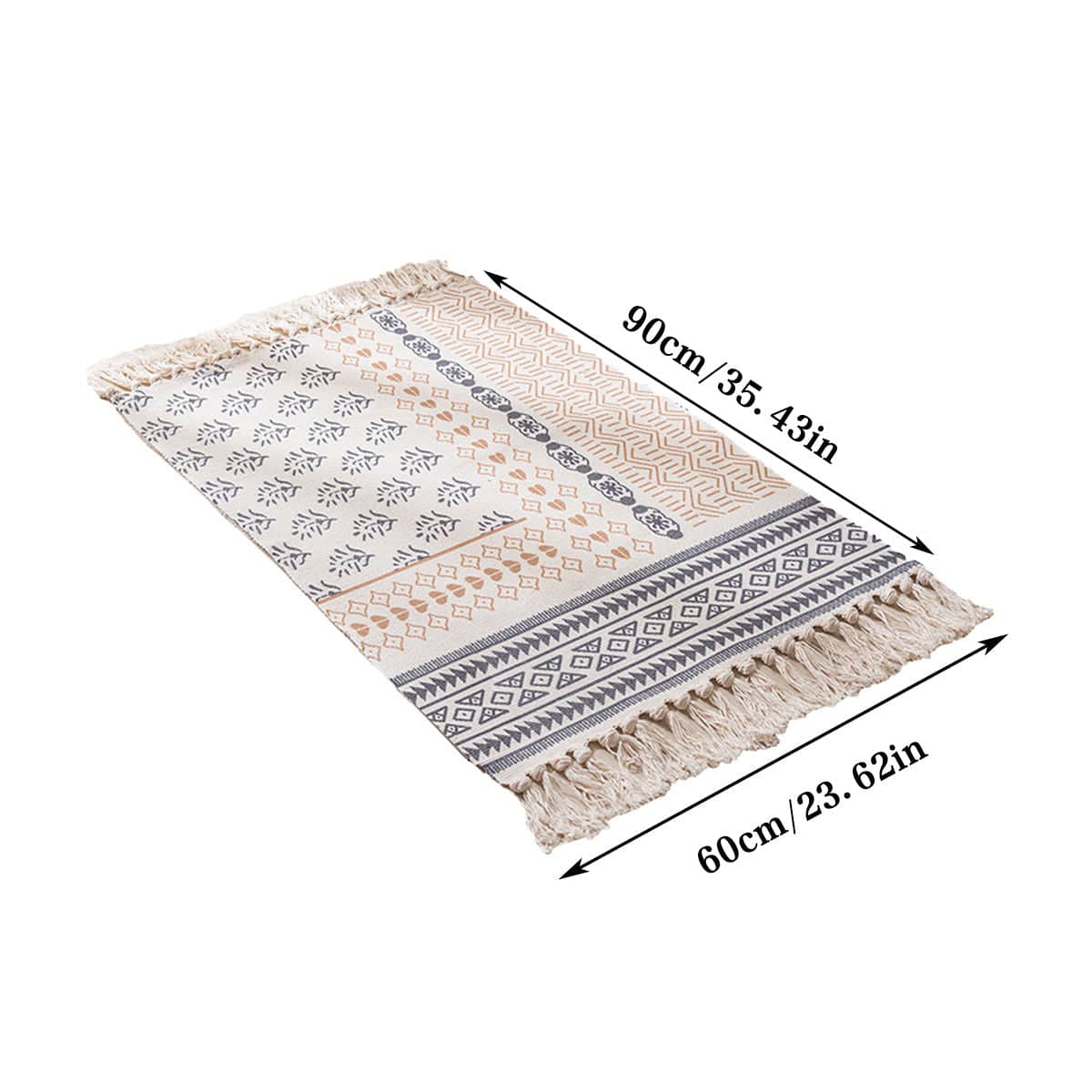 Moroccan Cotton Floor Mat - Wheat Design, 90 x 60cm - view 4