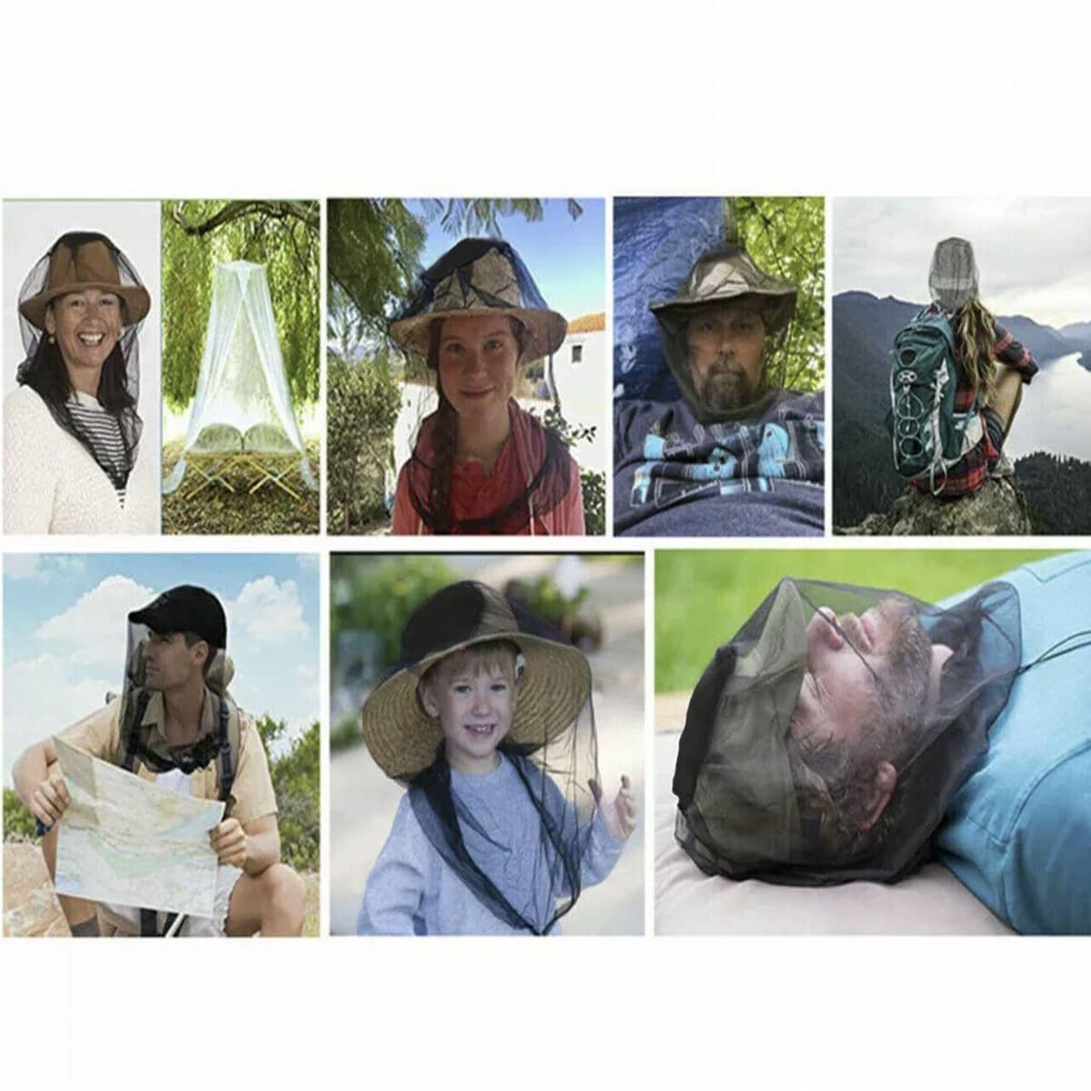 Mosquito Head Net Insect Mesh Hat for Fishing and Camping - Black, Single - view 5