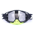 Motocross Racing Goggles, Windproof Dirt Bike Eyewear - Black and Green, Silver Mirror Lens