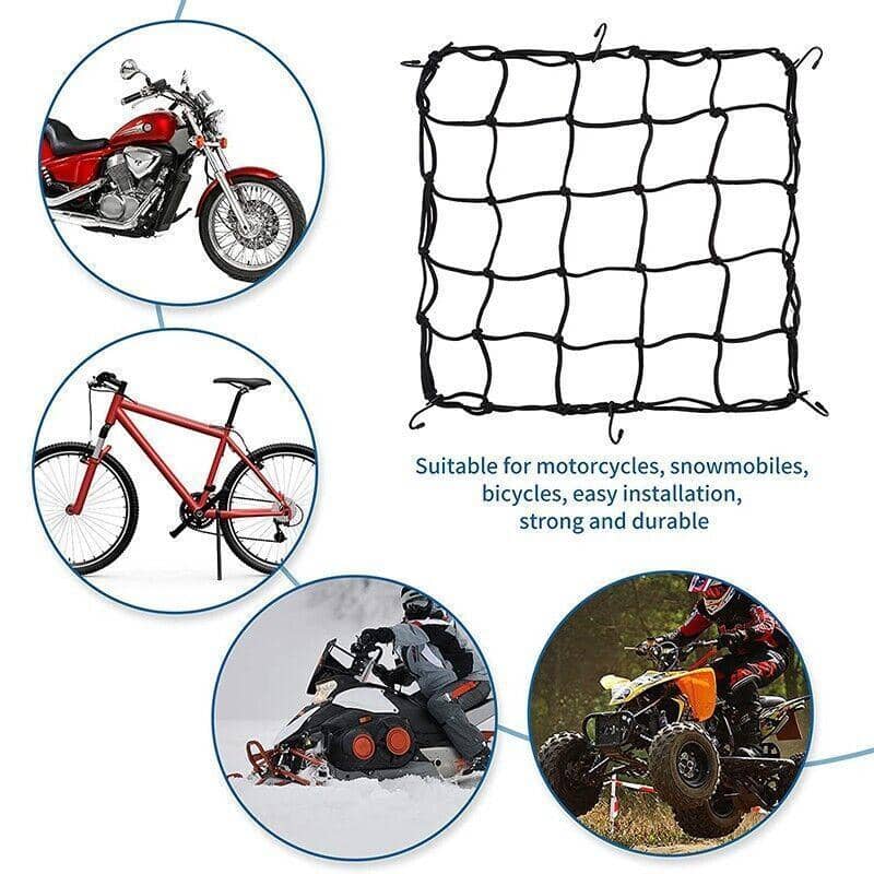 Motorcycle Bungee Cargo Net with 6 Hooks, Helmet Mesh Hold Down Accessory - view 3
