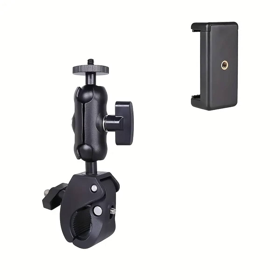 Motorcycle Handlebar Camera and Phone Mount - Black, Size S (Arm 8.5 cm, Overall 15.5 cm)