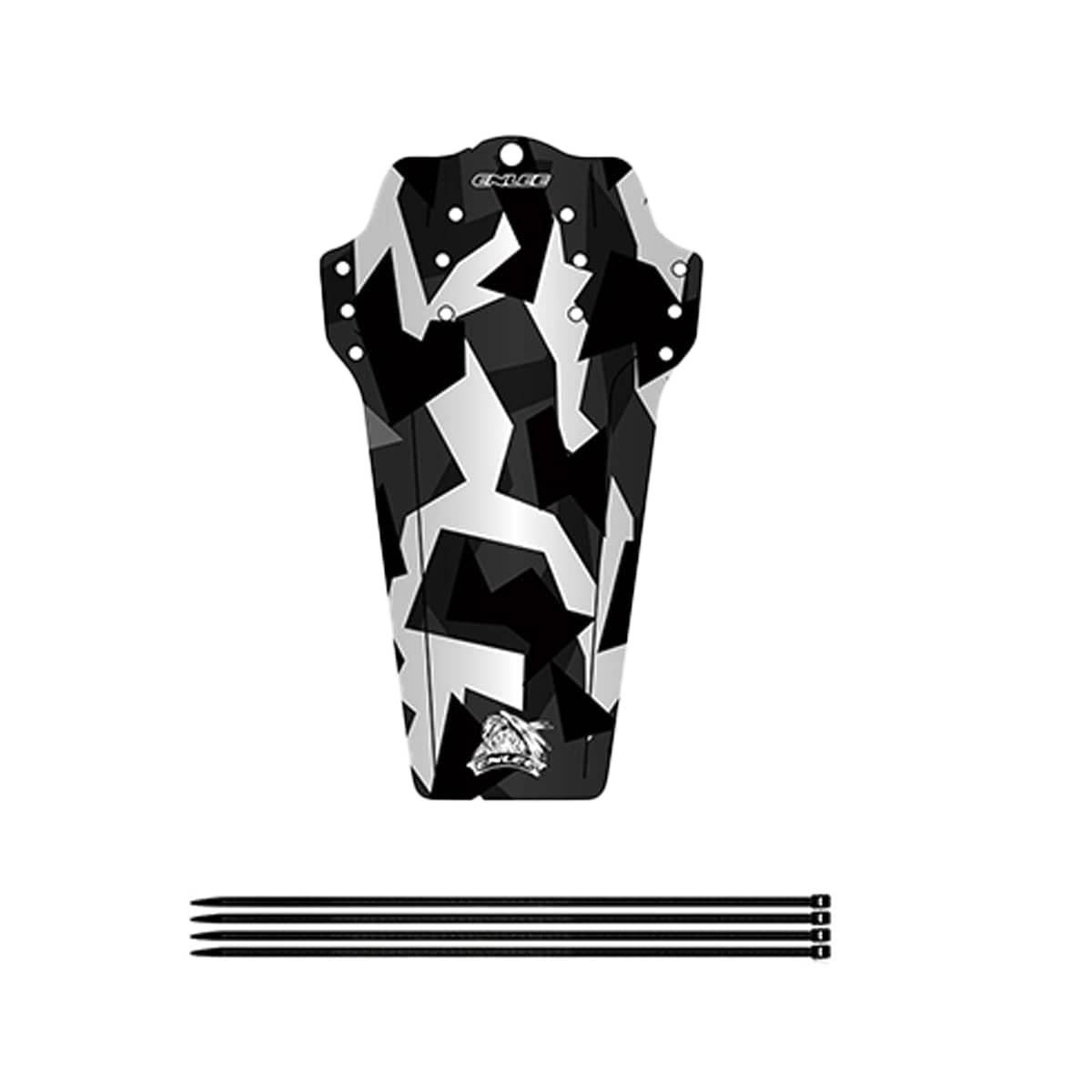 Mountain Bike Mudguard - Black, White and Grey Geometric Camouflage Print