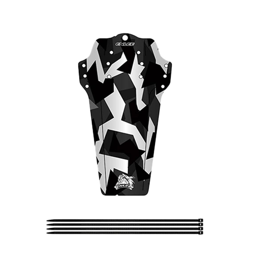 Mountain Bike Mudguard - Black, White and Grey Geometric Camouflage Print