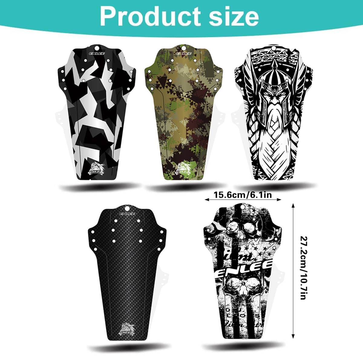 Mountain Bike Mudguard - Black, White and Grey Geometric Camouflage Print - view 4