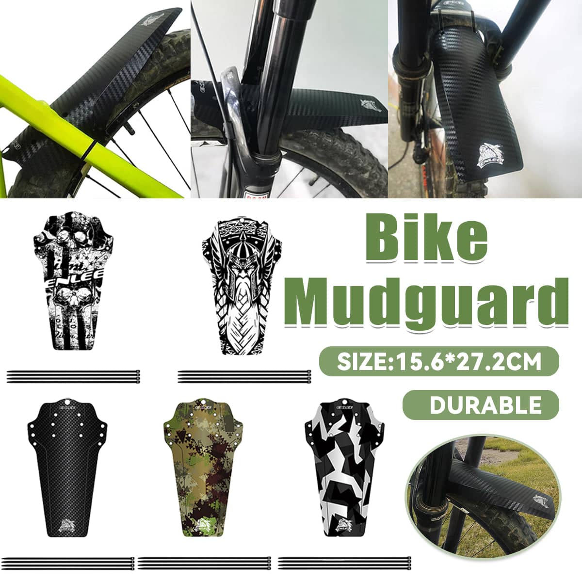 Mountain Bike Mudguard - Green and Brown Camouflage Print - view 2