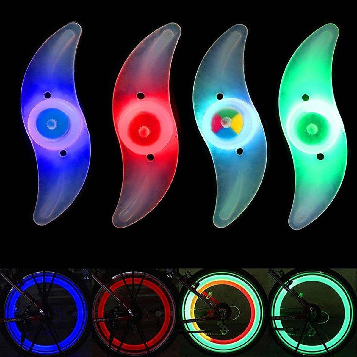 Mountain Bike Spoke Lights, Silicone LED Wheel Lights, Pack of 3 - Red - view 5