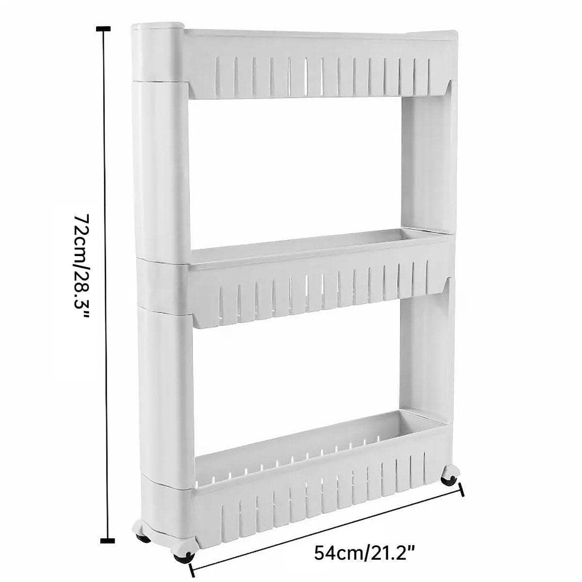 Movable 3 Layer Plastic Kitchen Storage Rack with Wheels, 54 x 12 x 72 cm - view 3