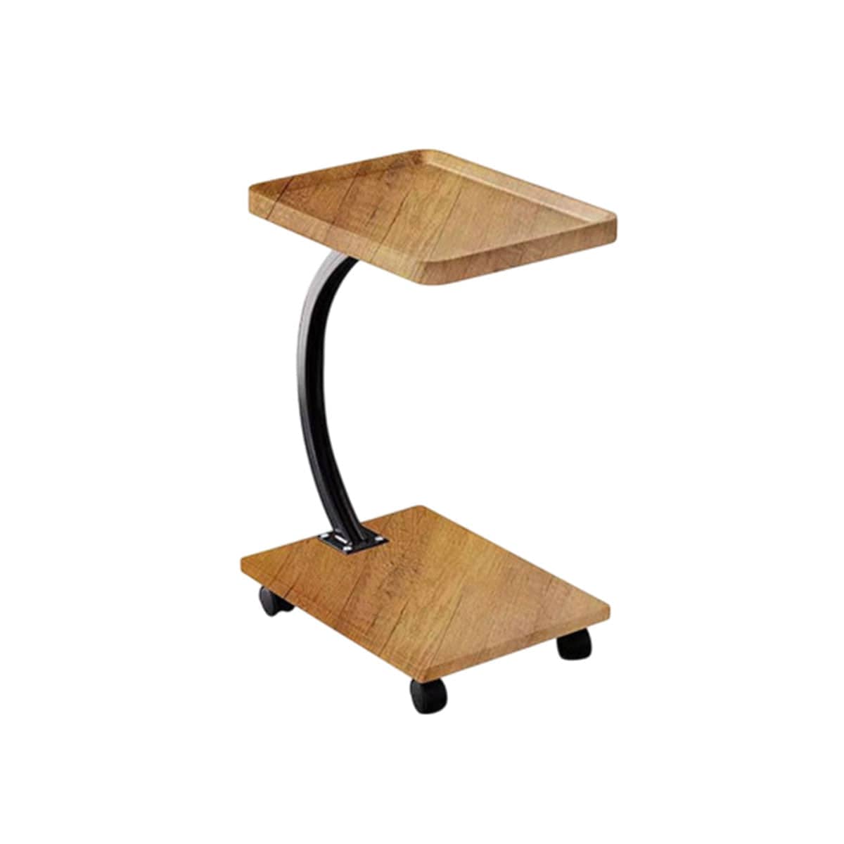 Movable Coffee Side Table on Wheels Laptop Desk Bedside Sofa End Table, Natural Wood - view 2