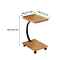 Movable Coffee Side Table on Wheels Laptop Desk Bedside Sofa End Table, Natural Wood - view 3