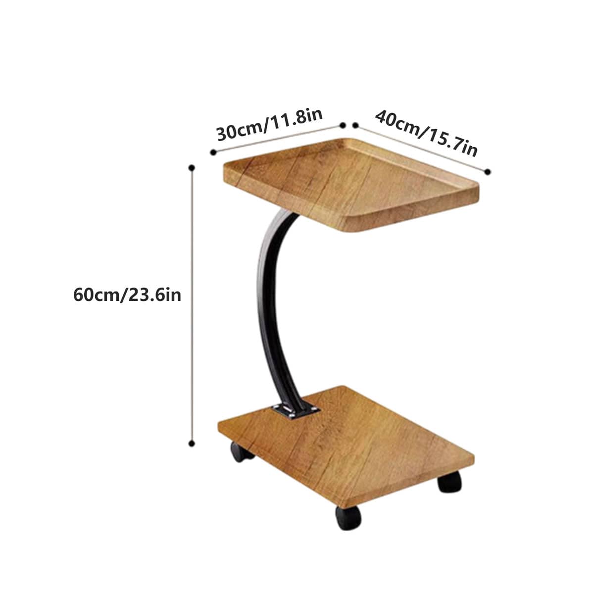 Movable Coffee Side Table on Wheels Laptop Desk Bedside Sofa End Table, Natural Wood - view 3