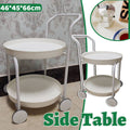 Movable Double Layer Side Table with Armrest and Wheels for Sofas