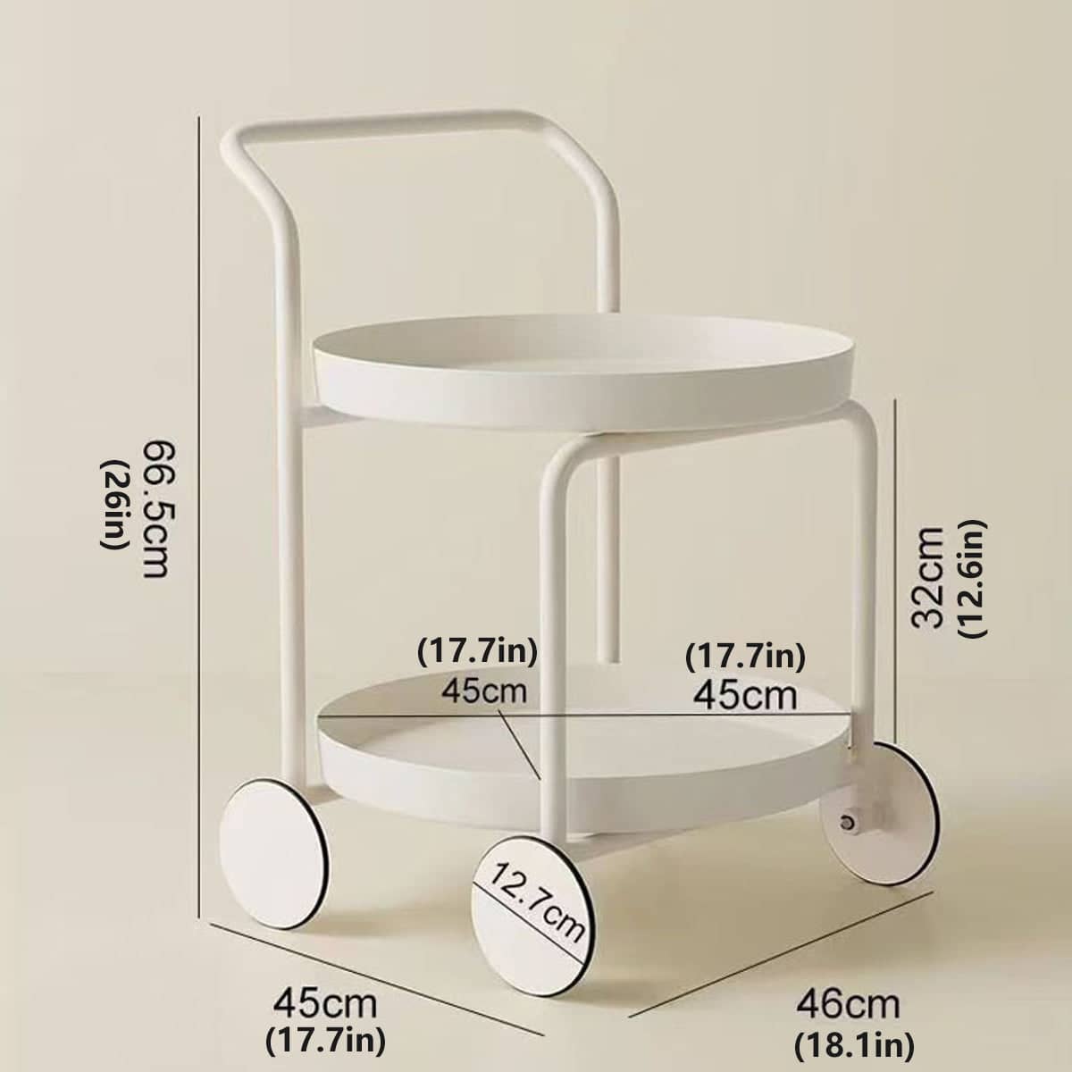 Movable Double Layer Side Table with Armrest and Wheels for Sofas - view 3