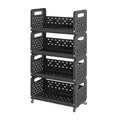 Movable Multi Layer Kitchen Storage Cart with Rotating Pulleys - Black - view 2