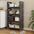 Movable Multi Layer Kitchen Storage Cart with Rotating Pulleys - Black - view 3