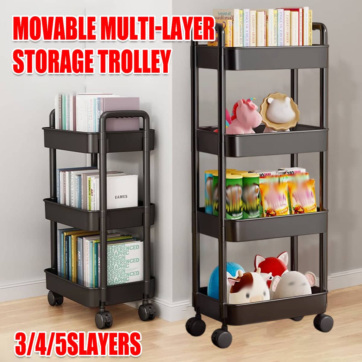 Movable Rolling Storage Trolley Cart - 5 Layers - view 2