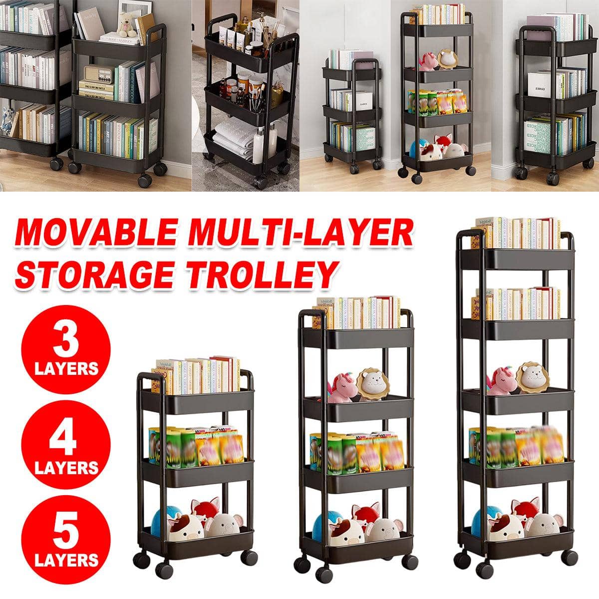 Movable Rolling Storage Trolley Cart - 5 Layers - view 5
