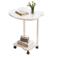 Movable Side Table with Rolling Wheels for Sofa and Bedside, Curved White - view 2
