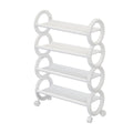 Movable Simple Shoe Rack 4 Tier with Wheels for Entryway Hallway Space Saving - White - view 2