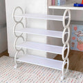 Movable Simple Shoe Rack 4 Tier with Wheels for Entryway Hallway Space Saving - White - view 4