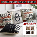 Movie Theme Cinema Throw Pillow Covers, 45 x 45 cm (18 x 18 Inch), Pack of 4