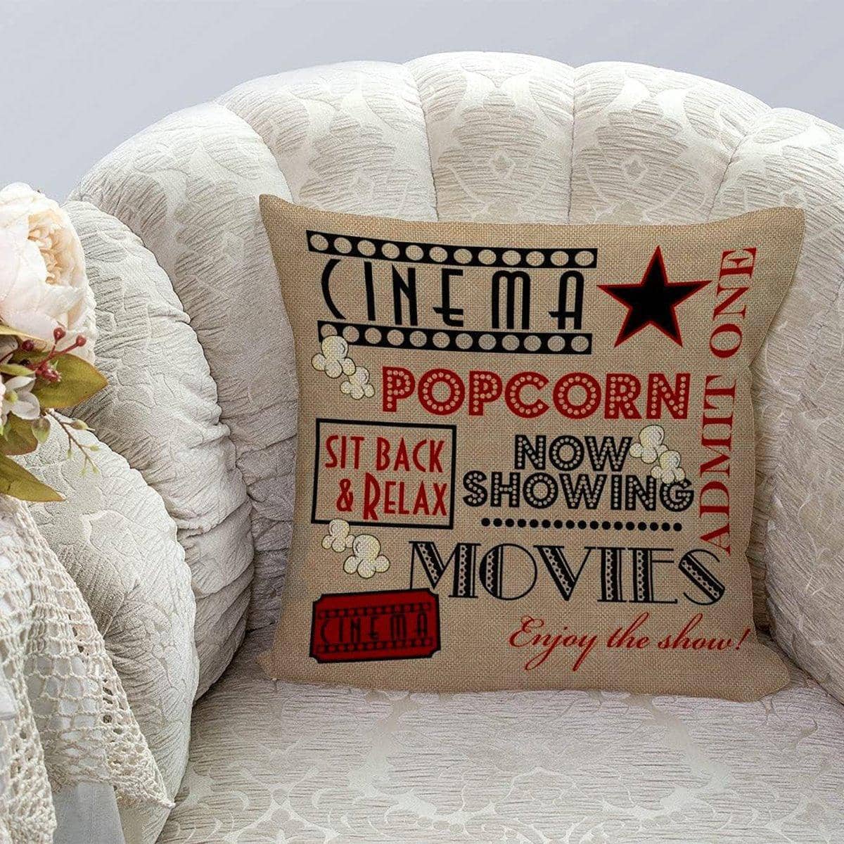Movie Theme Cinema Throw Pillow Covers, 45 x 45 cm (18 x 18 Inch), Pack of 4 - view 5