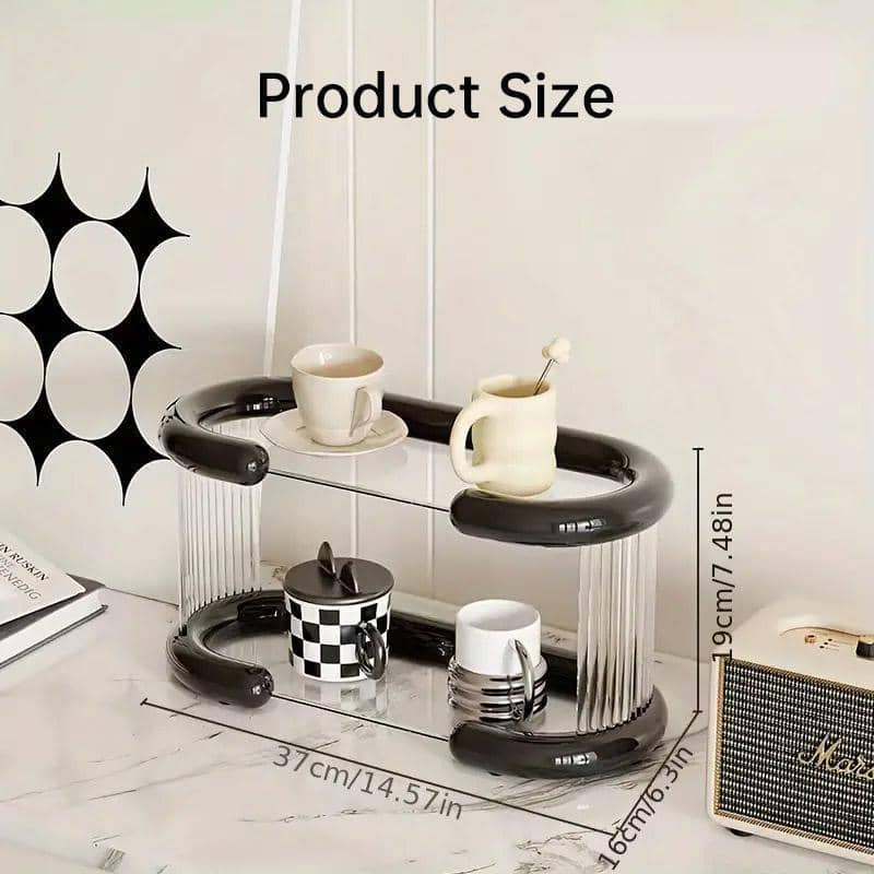 Mug and Cup Organiser, Two-Tier Countertop Rack - White - view 4