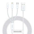 Multi-Connector Charging Cable for iPhone, White - Three-Way, 1.5m, Pack of 2