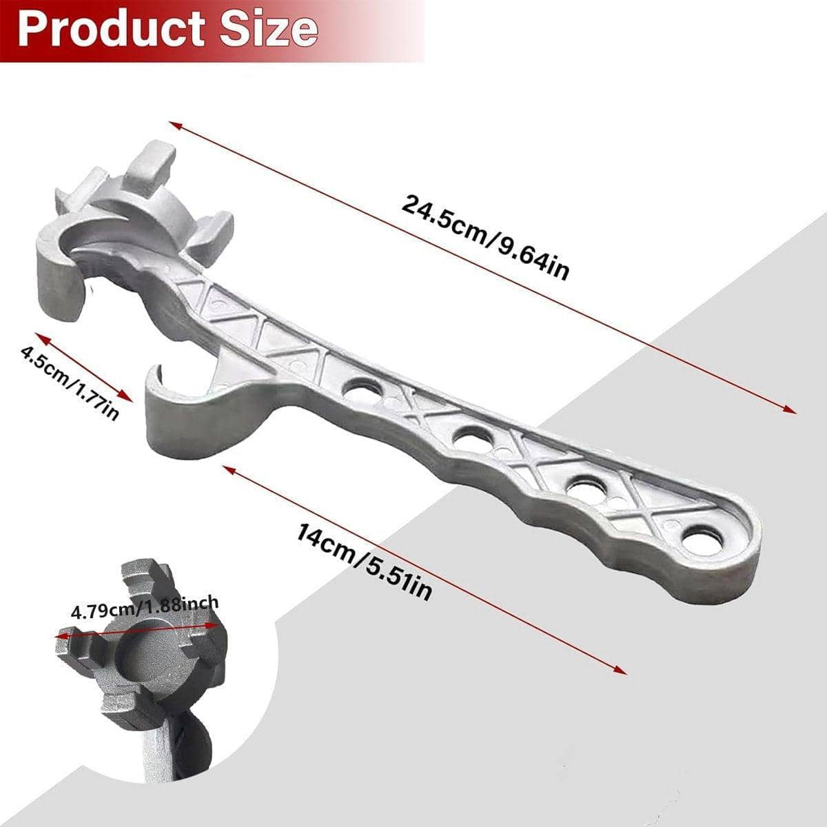 Multi Function Aluminium Drum Wrench Cap Opener and Bolt Tool Labour Saving for Home Maintenance - view 3