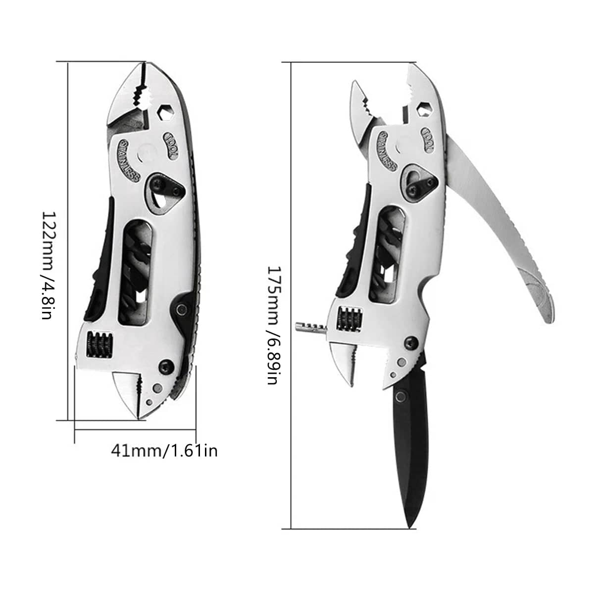 Multi Function Folding Pocket Pliers and Screwdriver, Stainless Steel Camping Tool 122 x 41 mm - view 3
