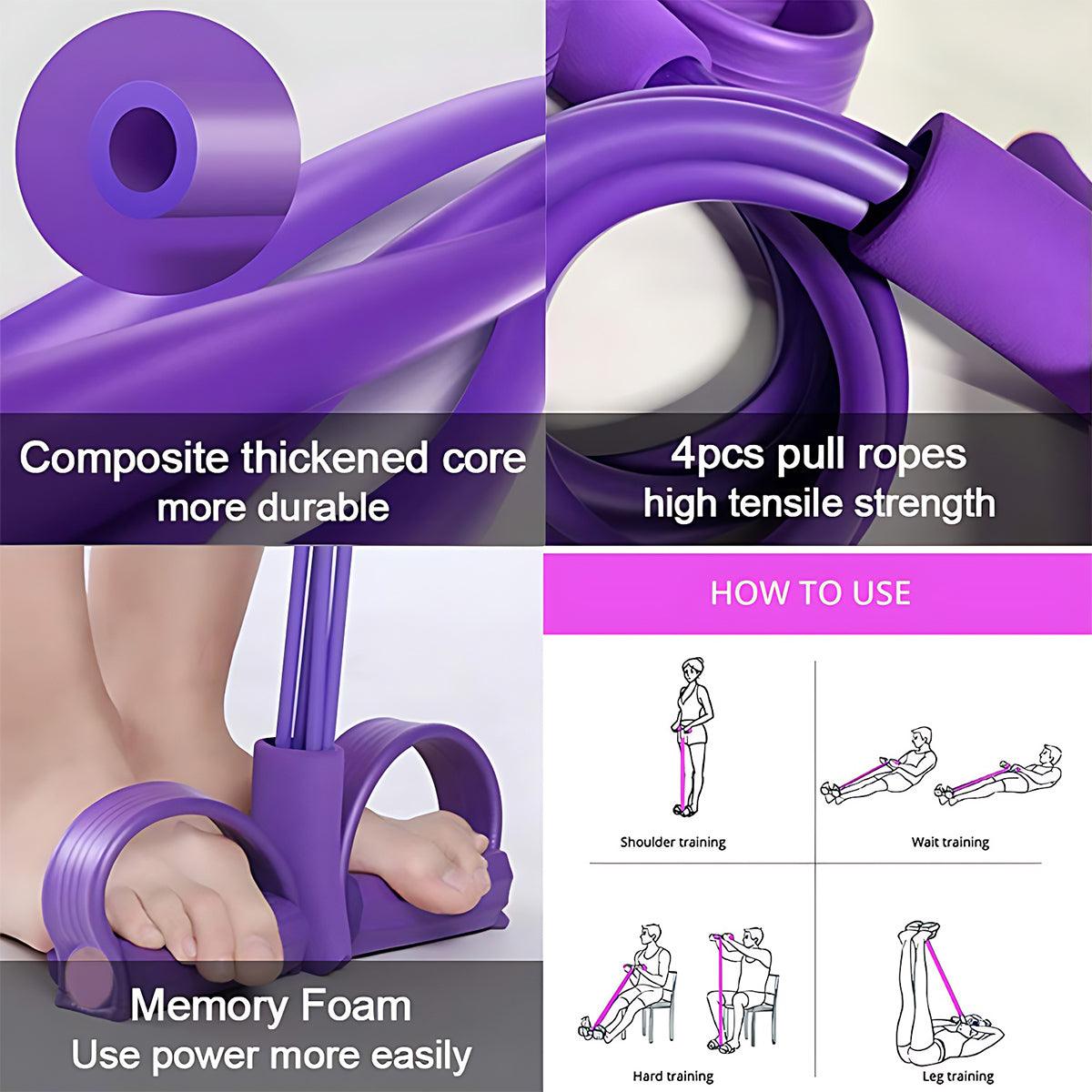 Multi-Function Foot Pedal Resistance Rope Exerciser - Pink - view 5